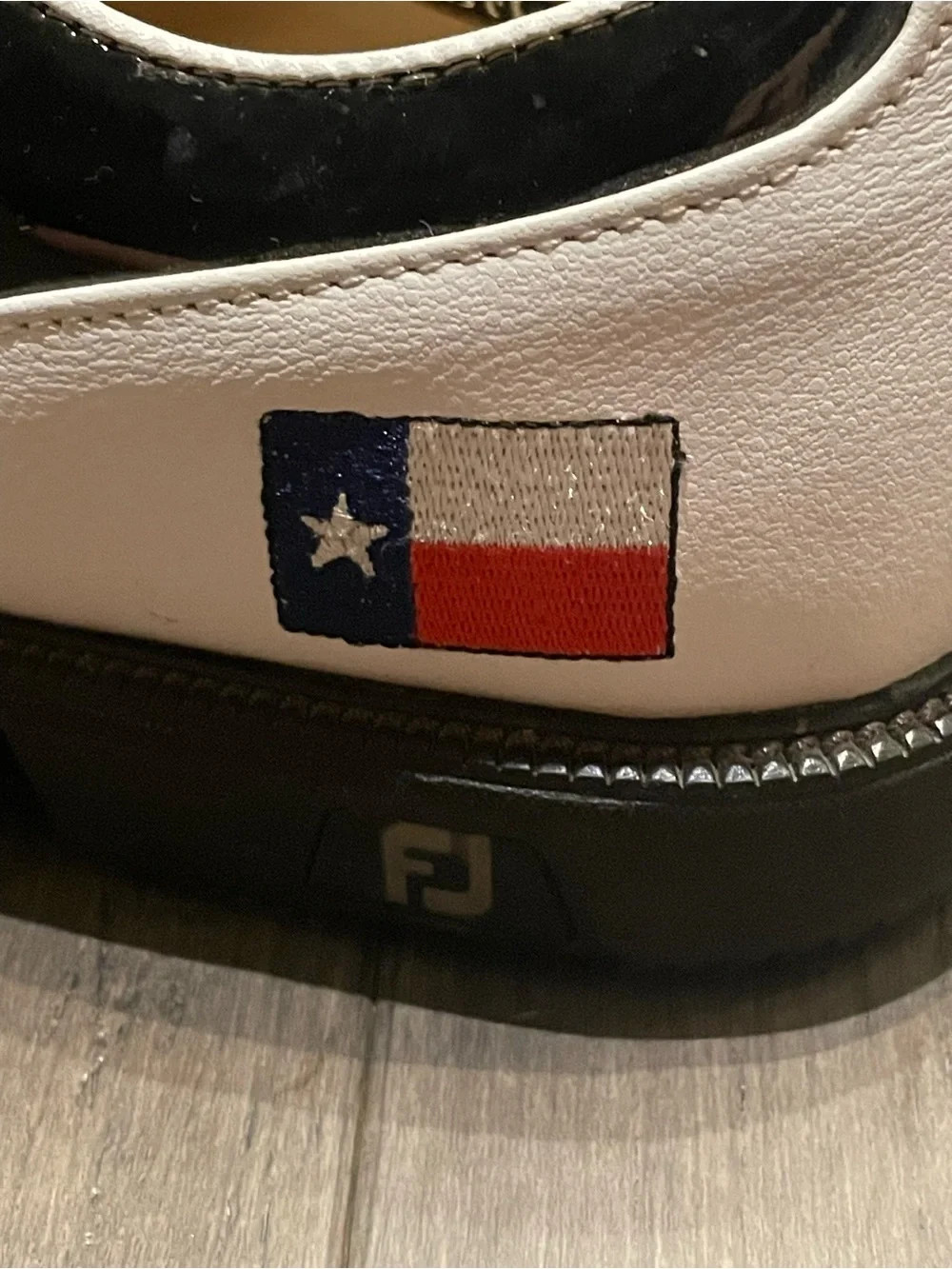 FootJoy DryJoys Golf Shoes Texas Flag Custom JCS Black White Men’s US 9.5 Medium